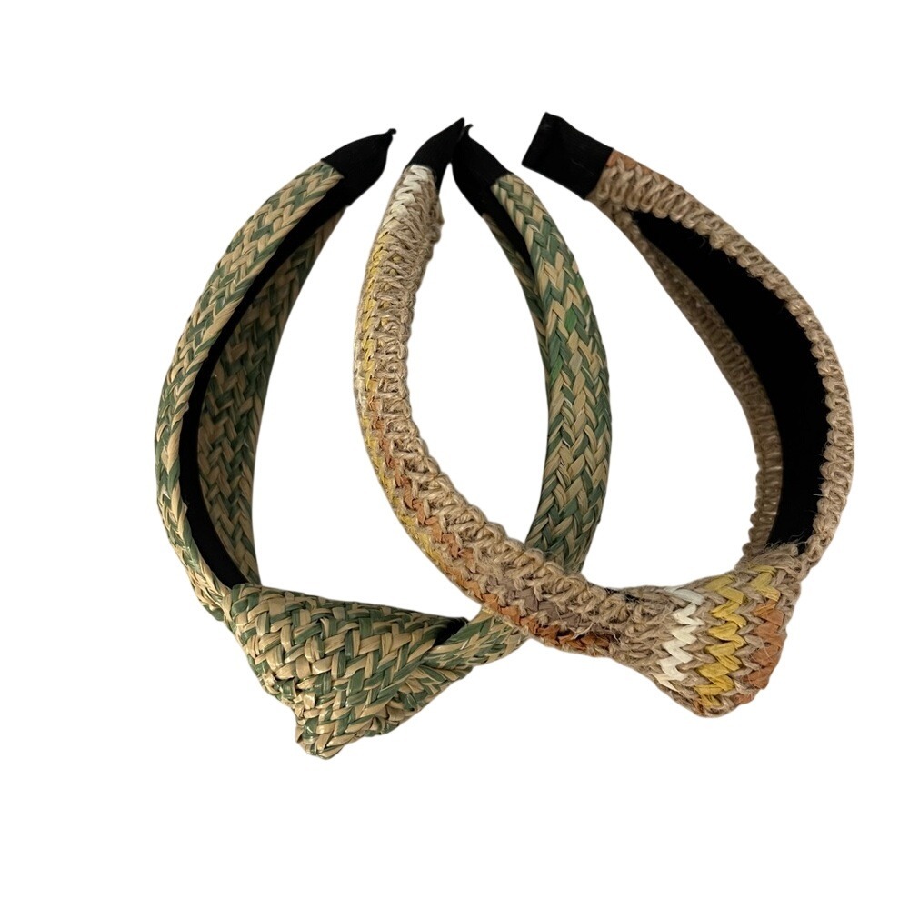 KNOTTED RAFFIA HEADBAND SET OF TWO NEUTRALS ADULT O/S